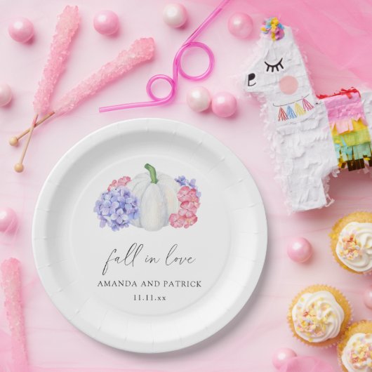 カボチャとアジサイ結婚の花 ペーパープレート (パーティー)