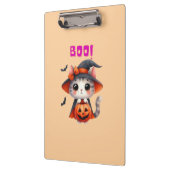 カボチャとウィッチハットデコのかわいいハロウィーン猫 クリップボード (左)