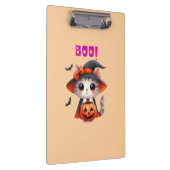 カボチャとウィッチハットデコのかわいいハロウィーン猫 クリップボード (右)