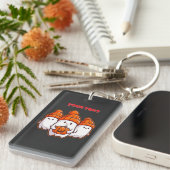 カボチャとオレンジビーンの可愛いハロウィン幽霊 キーホルダー (正面右)