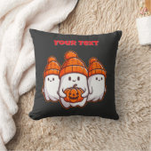 カボチャとオレンジビーンの可愛いハロウィン幽霊 クッション (ブランケット)