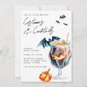 カボチャとカクテルのハロウィンパーティー 招待状 (正面)