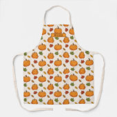 カボチャとカラフル紅葉パターン&名前 エプロン (正面)