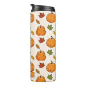 カボチャとカラフル紅葉パターン&名前 タンブラー (回転右)