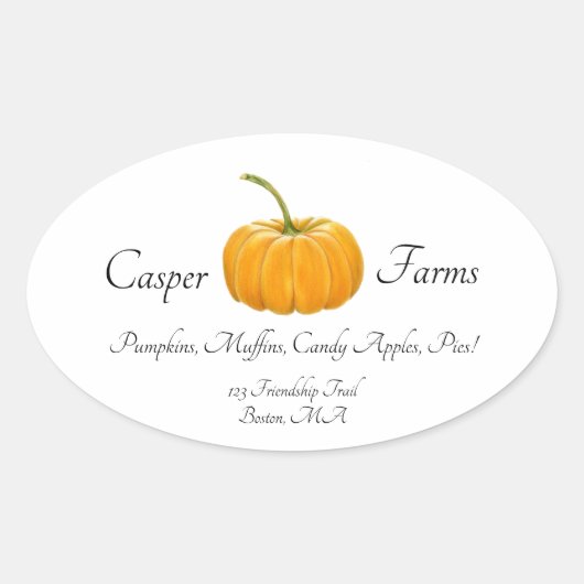 カボチャとカラーペンシルのカボチャ 楕円形シール (正面)
