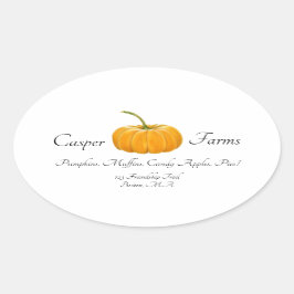 カボチャとカラーペンシルのカボチャ 楕円形シール