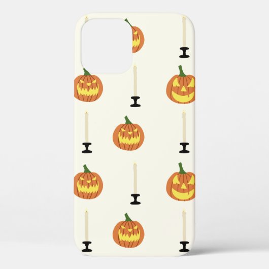 カボチャとキャンドルのハロウィーンシームレスパターン Case-Mate iPhoneケース (裏面)