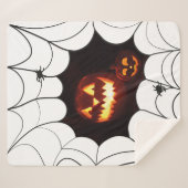 カボチャとクモのハロウィンパターン シェルパブランケット (正面(横))
