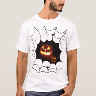 カボチャとクモのハロウィンパターン Tシャツ