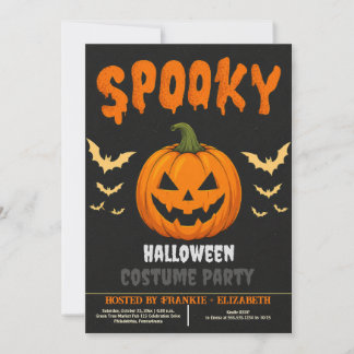 カボチャとコウモリのシルエット ハロウィンコスチューム 招待状