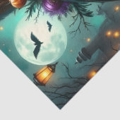 カボチャとゴシックを備えたランタンライトハロウィーンの魔女 薄葉紙 (詳細)