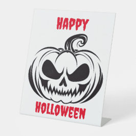 カボチャとスカル顔ステンシル 台座サイン