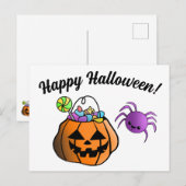カボチャとスパイダーハッピーハローウィン ポストカード (正面/裏面)