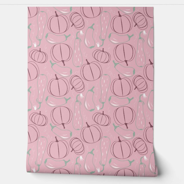 カボチャとズッキーニのパターンラインアート 壁紙 (ほどく)