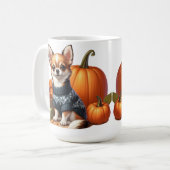 カボチャとセーターのかわいいチワワ コーヒーマグカップ (正面左)