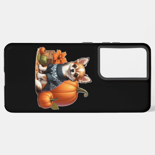 カボチャとセーターのかわいいチワワ SAMSUNG GALAXYケース (左側面)