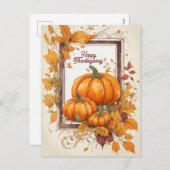 カボチャとデザインとの幸せな感謝祭葉の シーズンポストカード (正面/裏面)
