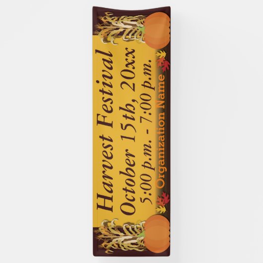 カボチャとトウモロコシの茎を収穫 横断幕 (縦)