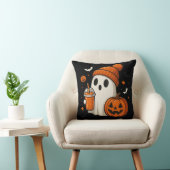 カボチャとドリンクの可愛いハロウィン幽霊 クッション (椅子)