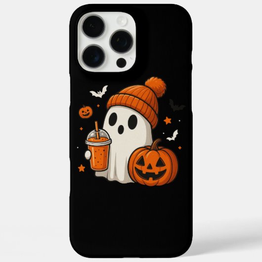 カボチャとドリンクの可愛いハロウィン幽霊 Case-Mate iPhoneケース (裏面)