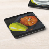 カボチャとナシのプラスチックのコースター コースター (左側)