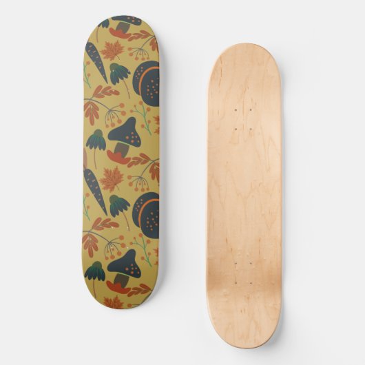 カボチャとニンジンのシームレスなパターン スケートボード (正面)
