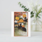 カボチャとネコのヴィンテージハロウィーン ポストカード (スタンド正面)