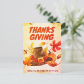 カボチャとハッピー感謝祭葉秋ホー シーズンポストカード (スタンド正面)