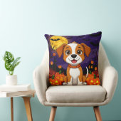 カボチャとハロウィンの舞台で幸せなワンちゃん クッション (椅子)