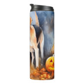 カボチャとハロウィーンアメリカの英語の犬 タンブラー (回転右)