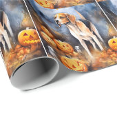 カボチャとハロウィーンアメリカの英語の犬 ラッピングペーパー (ロールコーナー)