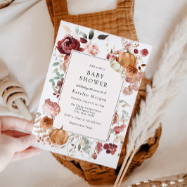 カボチャとバーガンディフローラベビーシャワー 招待状