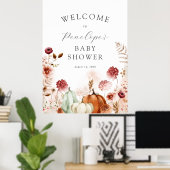 カボチャとバーガンディ赤ちゃんシャワー歓迎サイン ポスター (ホームオフィス)