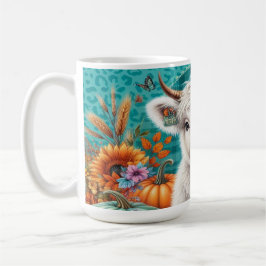 カボチャとヒマワリの間の牛 コーヒーマグカップ