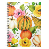 カボチャとヒマワリを使用した水彩イラストレーション ノートブック (正面)