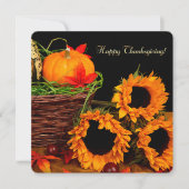 カボチャとヒマワリ感謝祭ディナー 招待状 (正面)