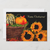 カボチャとヒマワリ感謝祭ディナー 招待状 (正面)