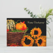 カボチャとヒマワリ感謝祭ディナー 招待状 (スタンド正面)