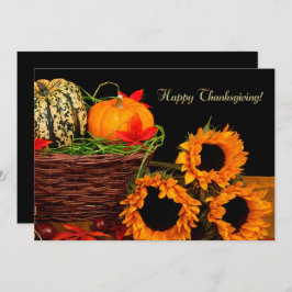 カボチャとヒマワリ感謝祭ディナー 招待状