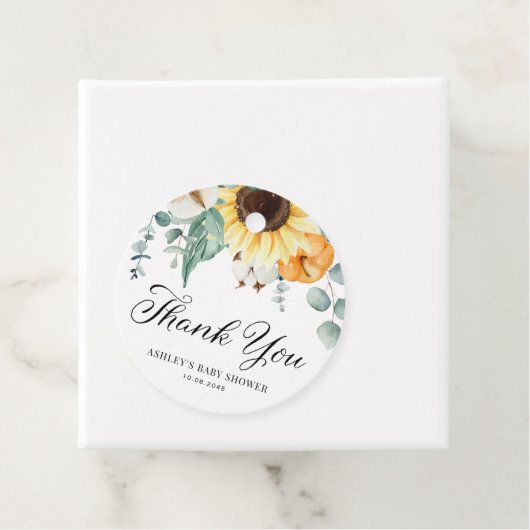 カボチャとヒマワリ秋ベビーシャワーありがとう フェイバータグ (インサイチュ)