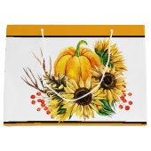 カボチャとヒマワリ秋 ラージペーパーバッグ (正面)