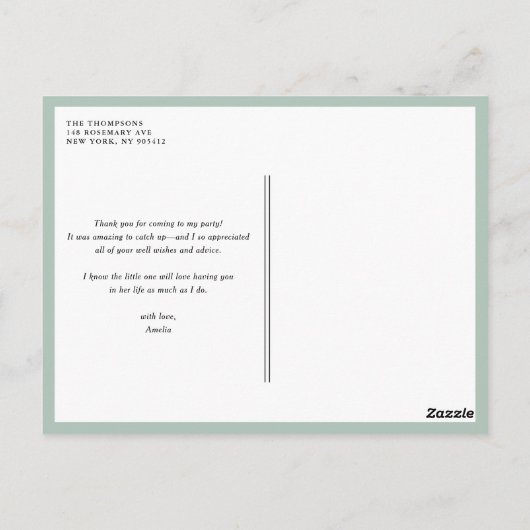 カボチャとヒマワリ赤ちゃんシャワーありがとう ポストカード (裏面)