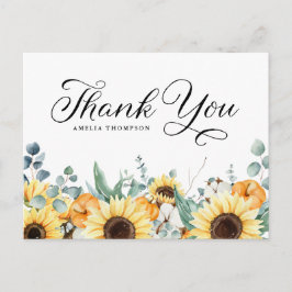 カボチャとヒマワリ赤ちゃんシャワーありがとう ポストカード