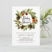 カボチャとピネコンリース秋ベビーシャワー 招待状 (スタンド正面)