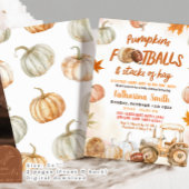 カボチャとフットボールトラクターボーイベビーシャワー 招待状