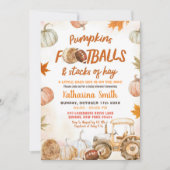 カボチャとフットボールトラクターボーイベビーシャワー 招待状 (正面)