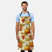 カボチャとブドウ幸せな感謝祭 エプロン (着用した状態)