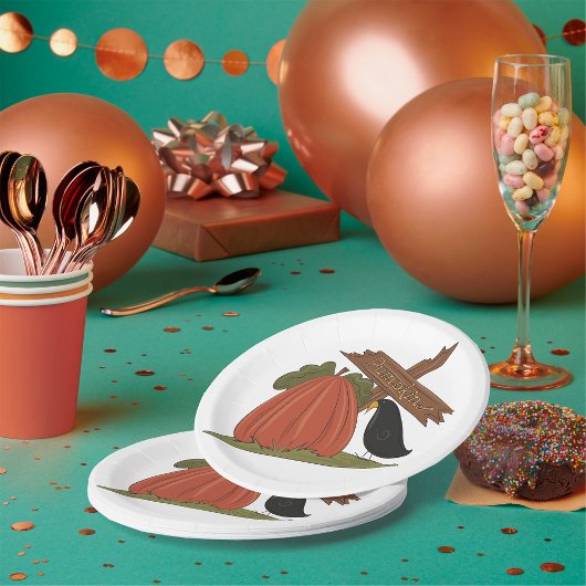 カボチャとブラックバード ペーパープレート