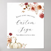 カボチャとブルゴーニュフローラカスタム文字標識