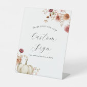 カボチャとブルゴーニュフローラカスタム文字標識 台座サイン (正面)